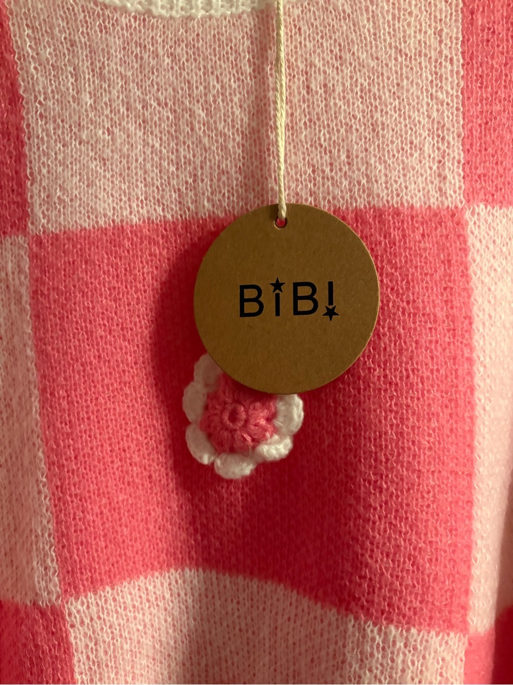 NWT BiBi Color Block Sweater with Crochet Flowers - Picture 3 of 9